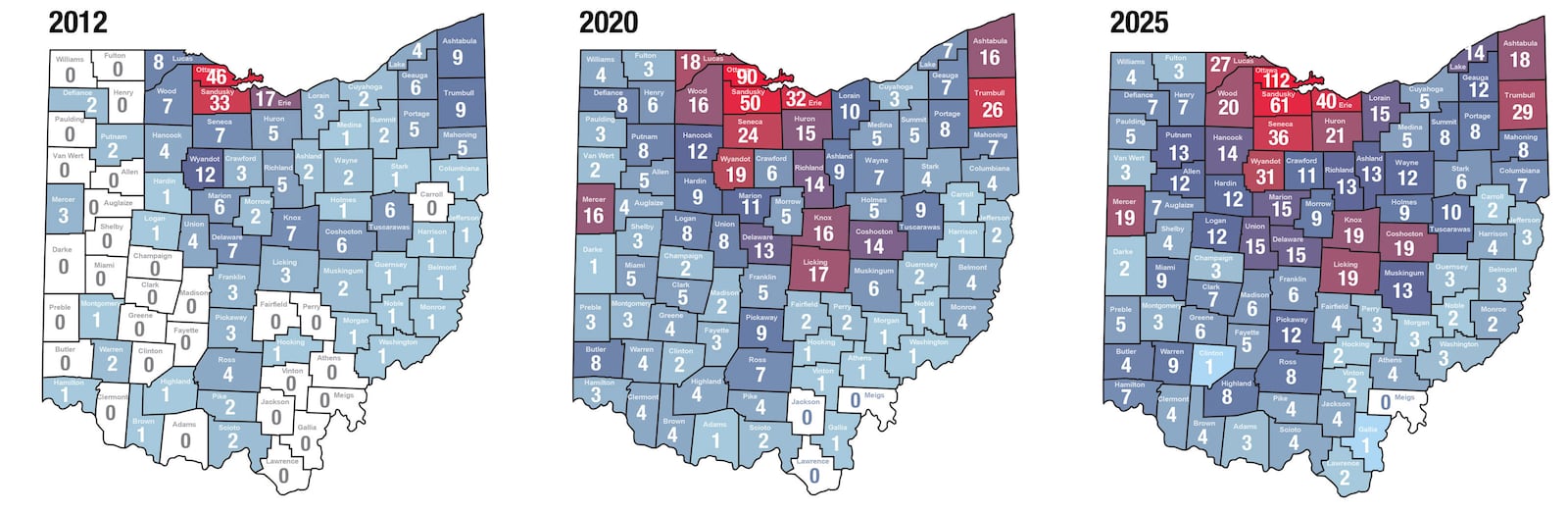 Active bald eagle nests in Ohio. Graphic courtesy the Ohio Department of Natural Resources.