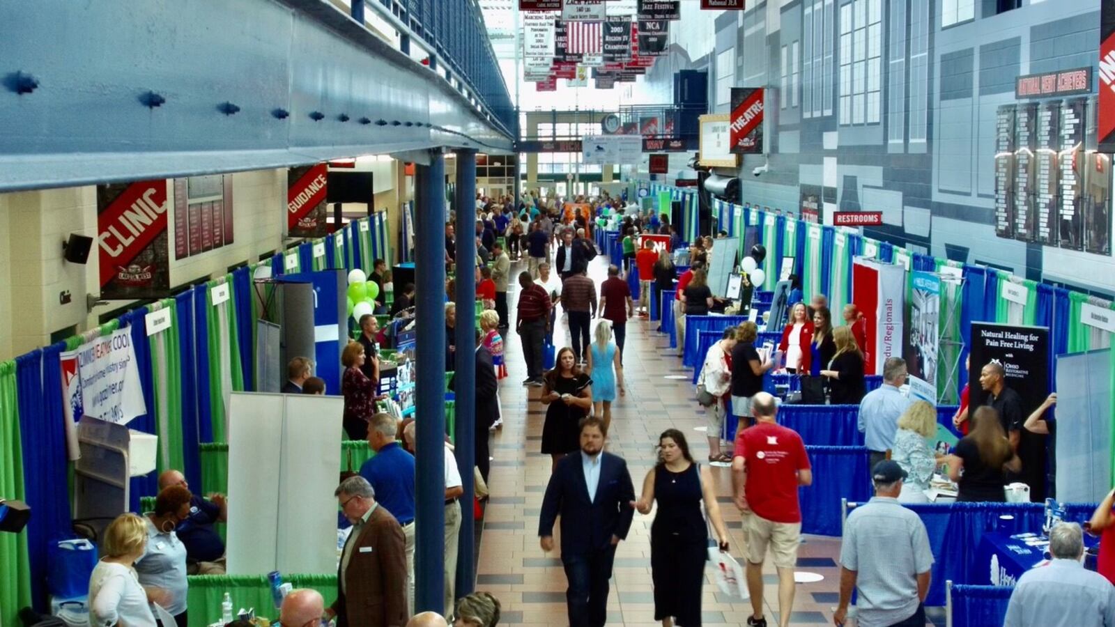 Hundreds filed through Lakota West High School's giant main hallway Tuesday to see area business exhibits at the West Chester\Liberty Chamber Alliance's first expo since 2019. The 2020 expo was cancelled due to precautions brought on by the coronavirus pandemic. (Provided Photo\Journal-News)