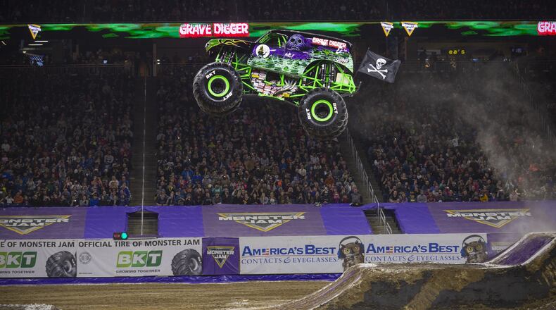 Grave Digger is just one of the high-flying trucks that will race into the Nutter Center for three Monster Jam shows November 23-24. CONTRIBUTED