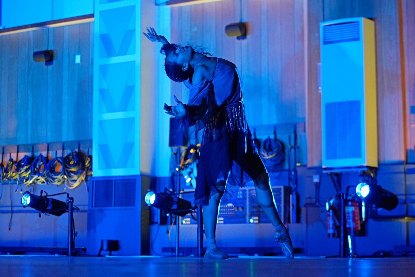 A dancer rehearses at Abbey Road's Studio One in London on Thursday, March 27, 2025. (AP Photo/Kin Cheung)