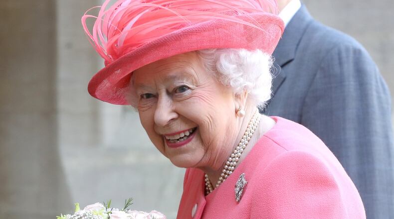 Queen Elizabeth II smiles after she started the London Marathon from Windsor Castle, which was relayed to big screens at Blackheath, setting off 40,000 runners on the 26.2 miles to The Mall, on April 22, 2018 in Windsor, England. (Photo by Chris Jackson - WPA Pool/Getty Images)