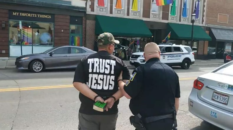 John M. Williams, 42, of Middletown, was arrested Friday night before the Pride event in downtown. He was charged with generating unreasonable noise, a fourth-degree misdemeanor. He posted bond that night. SUBMITTED PHOTO