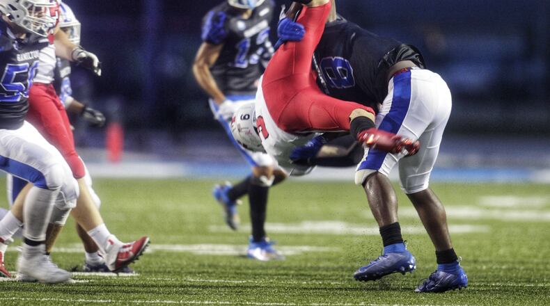 Hamilton beat Fairfield 28-25 on Friday night, the Big Blue's first win over the Indians since 2012. Nick Graham/STAFF