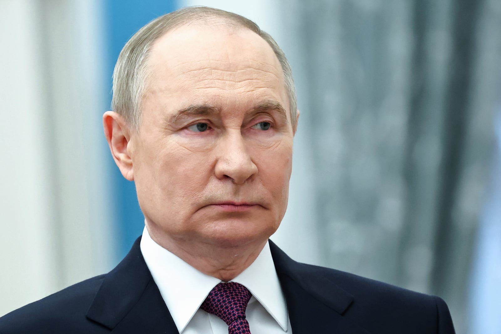 Russian President Vladimir Putin attends a ceremony to present highest state awards in the Catherine Hall of the Kremlin's Senate Palace in Moscow, Russia, Thursday, May 22, 2025. (Alexander Kazakov, Sputnik, Kremlin Pool Photo via AP)
