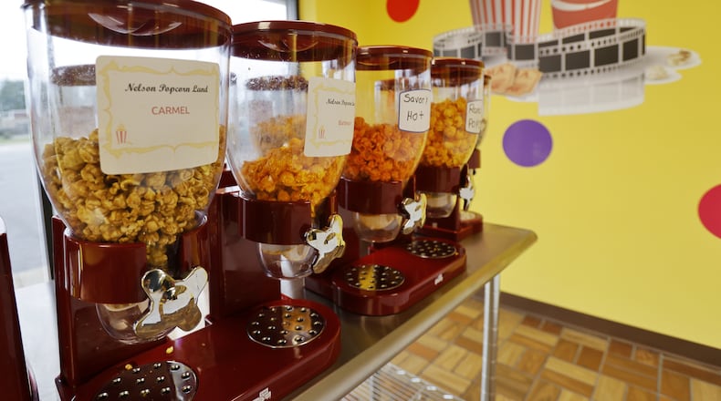 Nelson's Popcorn Land has opened on Pleasant Avenue in Fairfield with over forty varieties of popcorn and pretzels available to try before you buy. NICK GRAHAM / STAFF