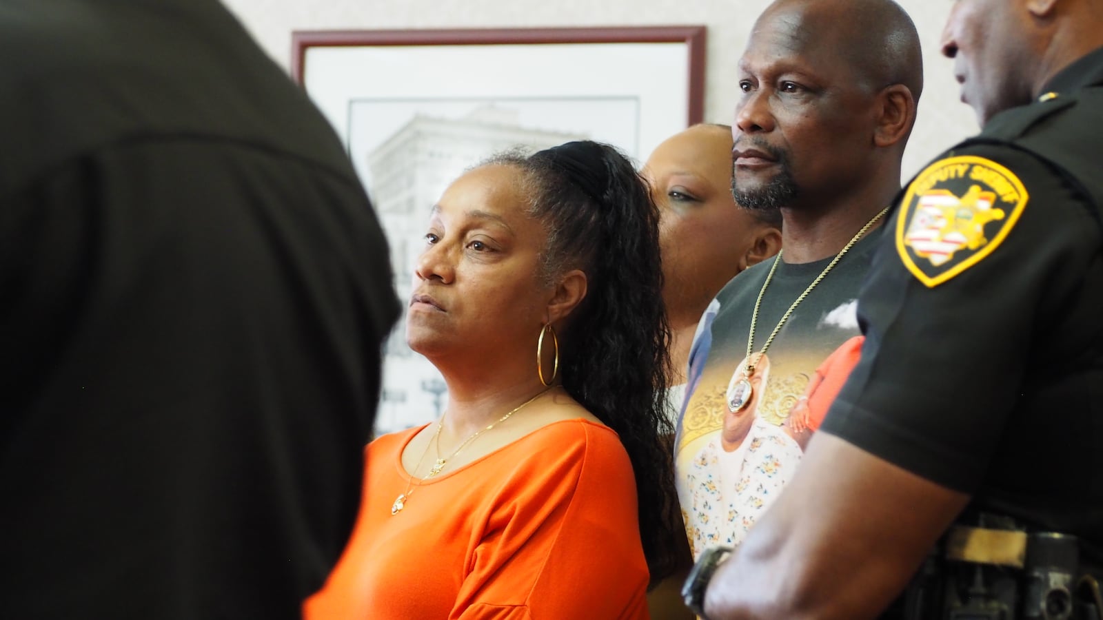 Friends and family of Stephen Howard, including his sister, Celia Owens, and brother, Marc Howard, packed into a Butler County courtroom Thursday, March 26, 2026 for the sentencing hearing of Nicholas Dearth, the man who pleaded guilty to driving drink and killing Stephen Howard in an Aug. 23, 2025 fatal Middletown crash. BRYN DIPPOLD/STAFF