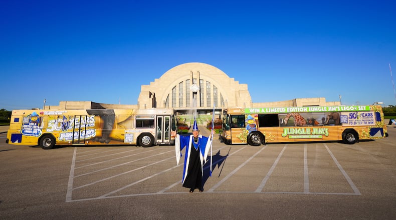 "Jungle" Jim Bonaminio hit the streets of Cincinnati on a bus tour to say thank you for "50 Years of Imagination." CONTRIBUTED