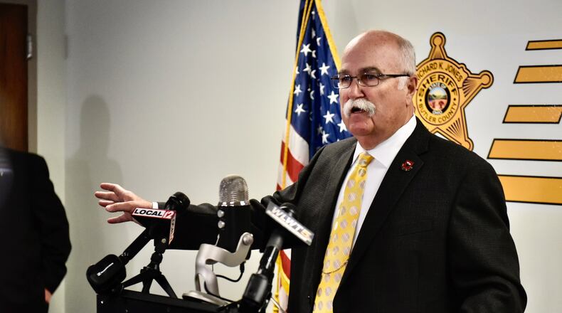 Five young people have been shot, two of them fatally, in less than two days in gun play incidents surrounding a Liberty Twp. park. Butler County Sheriff Richard Jones talked about the two unrelated homicides Thursday during a press conference. NICK GRAHAM/STAFF