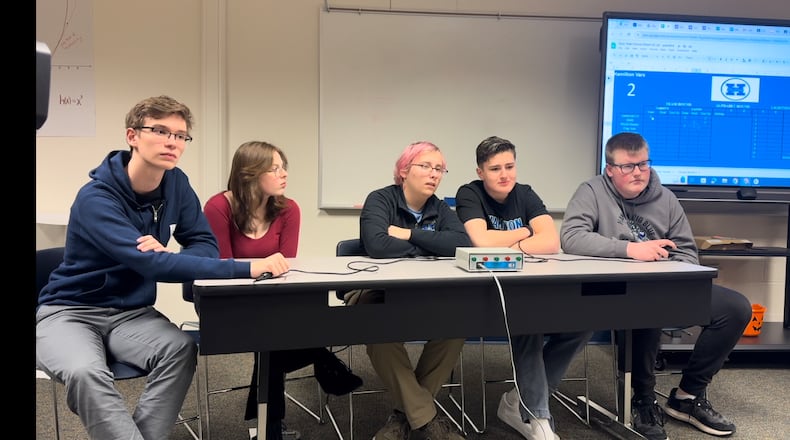 The Hamilton High School academic quiz team heads into the GMC league tournament this Saturday, Feb. 17, 2024, riding a nine-match win streak after completing the best regular season in school history at 15-3. MICHAEL D. PITMAN/STAFF