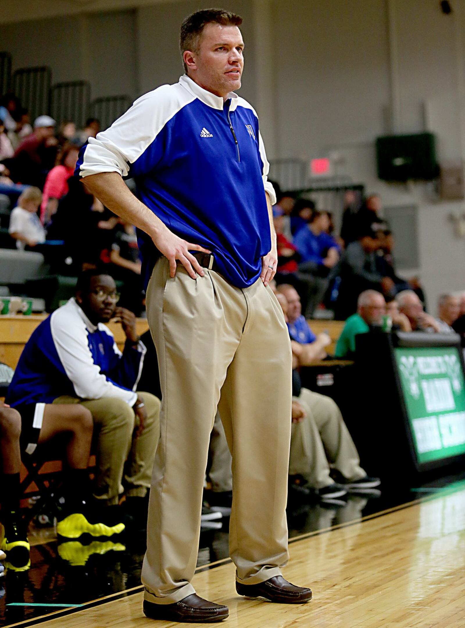 Northwest coach Nick Argentati keeps an eye on his team during Wednesday night’s road game against Badin at Mulcahey Gym in Hamilton. CONTRIBUTED PHOTO BY E.L. HUBBARD