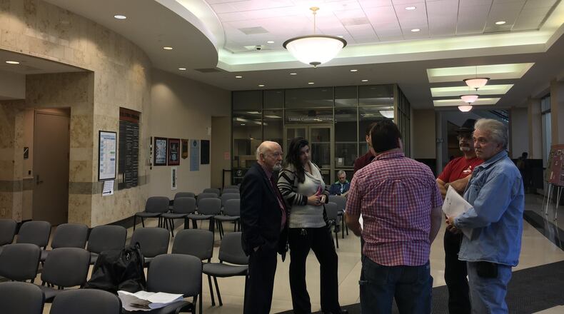 Unlike the prior meeting, no large crowd of landlords showed up Wednesday at the Hamilton City Council meeting. The city had set out about 50 extra seats and large speakers in the first-floor lobby outside City Council Chambers just in case. MIKE RUTLEDGE/STAFF