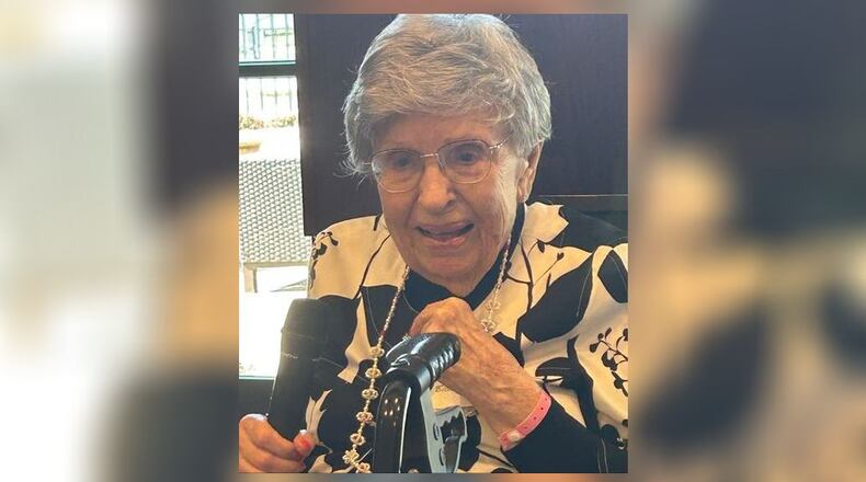 Billie Engel, 101, who worked on B-25s during World War II, recently was a guest speaker at the monthly Friends & Neighbors Club luncheon at the Courtyard Marriott. RICK McCRABB/STAFF