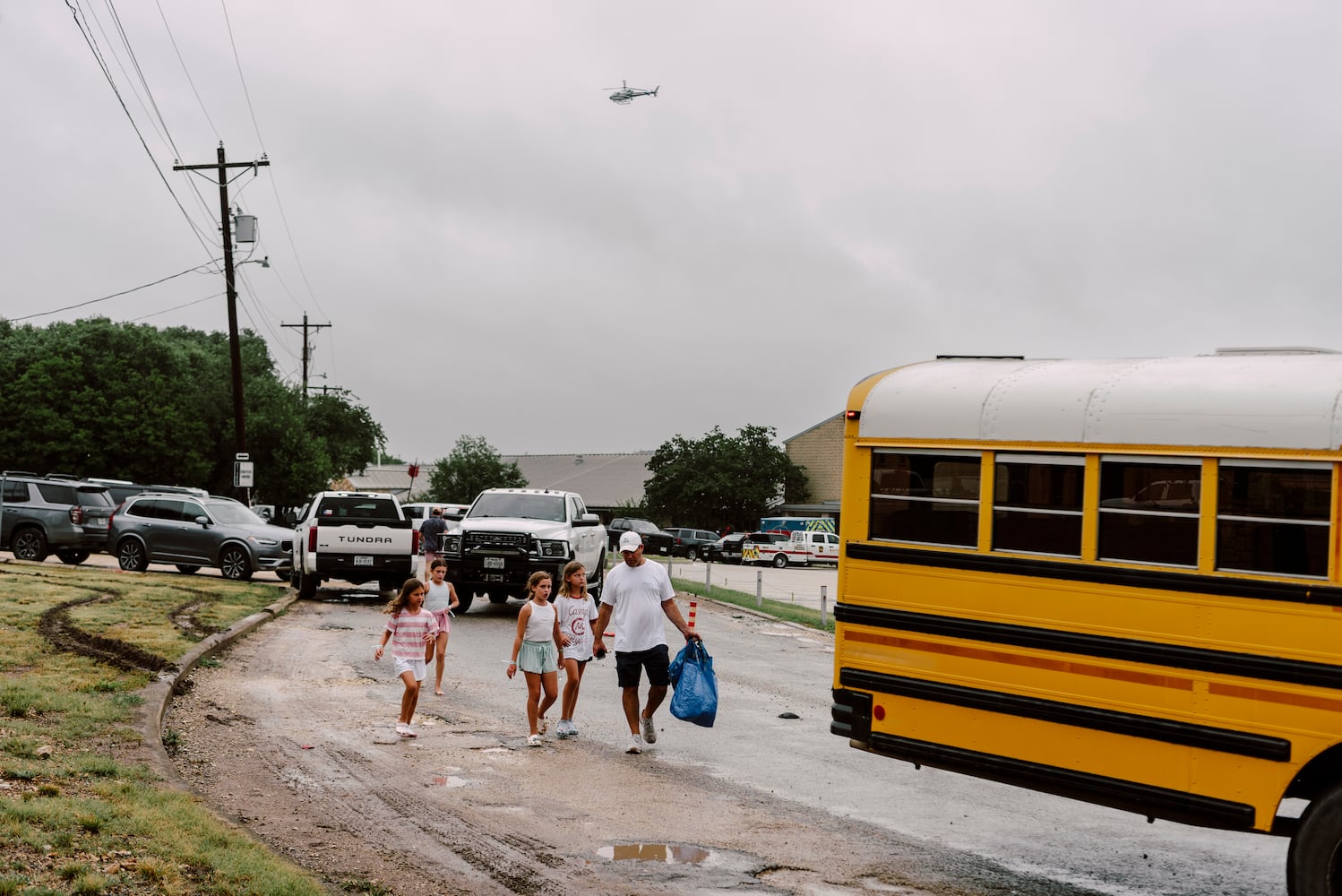 A reunification center at Ingram Elementary School in Kerr County, July 4, 2025. (Carter Johnston/The New York Times)