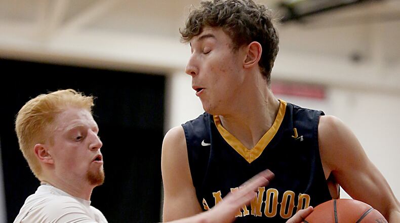 Franklin’s Will Kercher pressures Oakwood’s Connor Dinkler during their game at Darrell Hedric Gymnasium in Franklin on Tuesday night. CONTRIBUTED PHOTO BY E.L. HUBBARD
