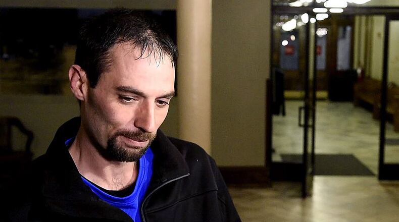 Jason Wesche, the father of a 3-year-old girl allegedly assaulted by a babysitter, spoke in Butler County Area II Court Monday, March 12 for the video arraignment of a woman accused of critically assaulting his 3-year-old daughter. He spoke to the media following the arraignment. Lindsay Partin, 35, is charged with felonious assault and felony child endangering, for the incident that allegedly occurred Thursday at her residence. Partin was the babysitter of the girl, Hannah Wesche. NICK GRAHAM/STAFF