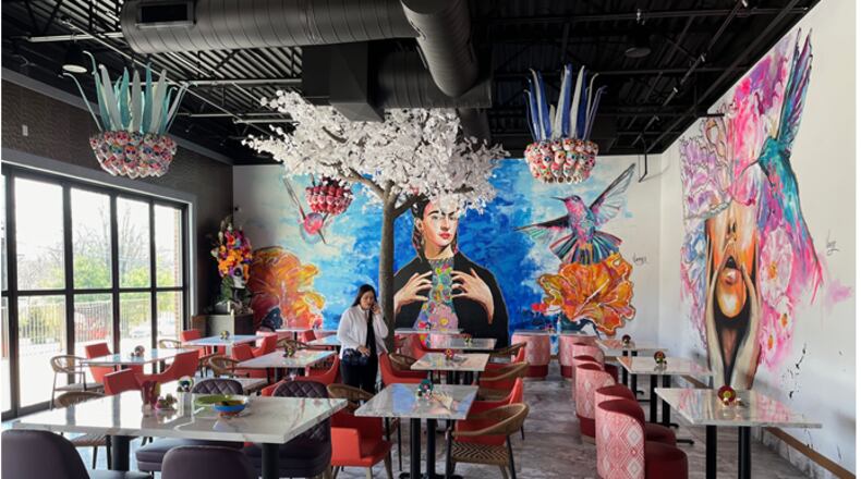 Diana Jaime, operations and marketing director for Mi Cozumel restaurant, takes a call prior to the opening of its Lebanon location. The new Mexican restaurant at 511 North Broadway is set to open on Monday April 15, 2024.  ED RICHTER/STAFF