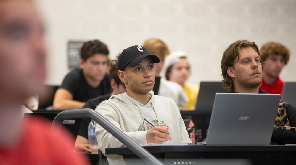 Students listen to a lecture in the College of Design, Architecture, Art and Planning at the University of Cincinnati. CONTRIBUTED