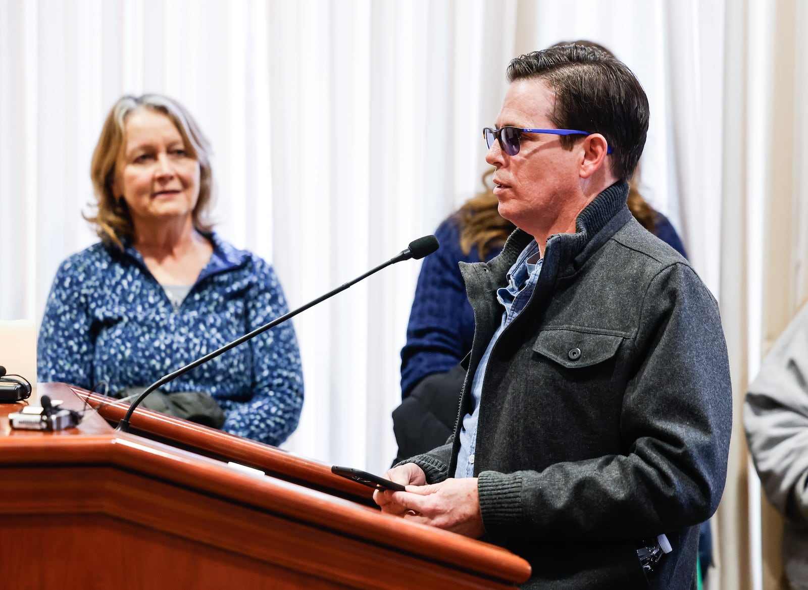 Edward Patrick speaks in favor of ICE and in opposition to a group with Butler County for Immigrant Justice at the Butler County Commission meeting Tuesday, Jan. 13, 2026 in Hamilton. NICK GRAHAM/STAFF