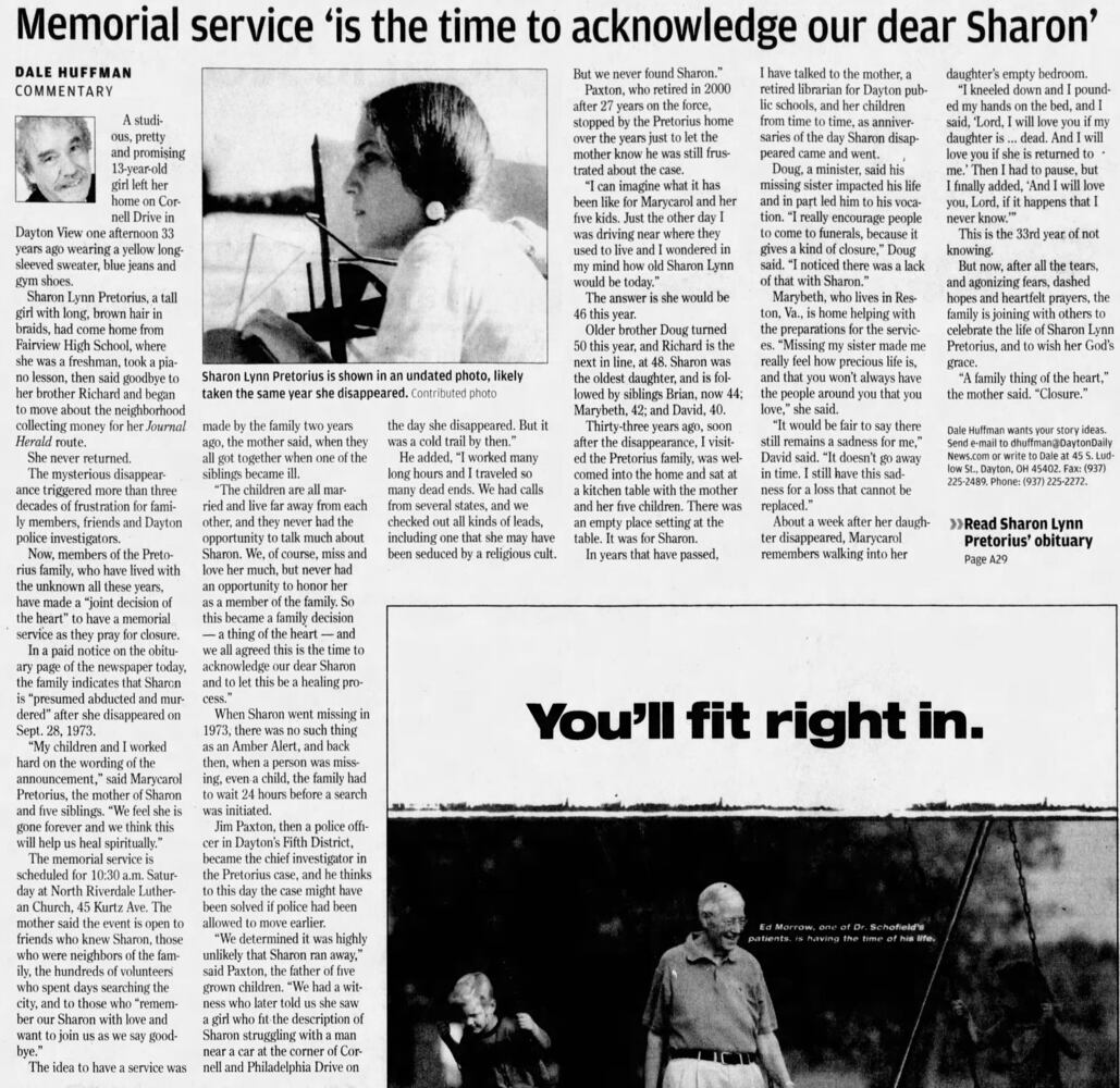Sharon Pretorius Dayton Daily News, Journal Herald coverage
