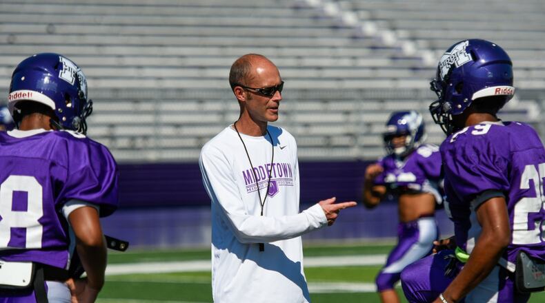 After two seasons, Lance Engleka, Middletown High School football coach, resigned, citing online “death threats” as one reason in his letter of resignation. The Middies were 1-19 under Engleka, including an 18-game losing streak. NICK GRAHAM/STAFF