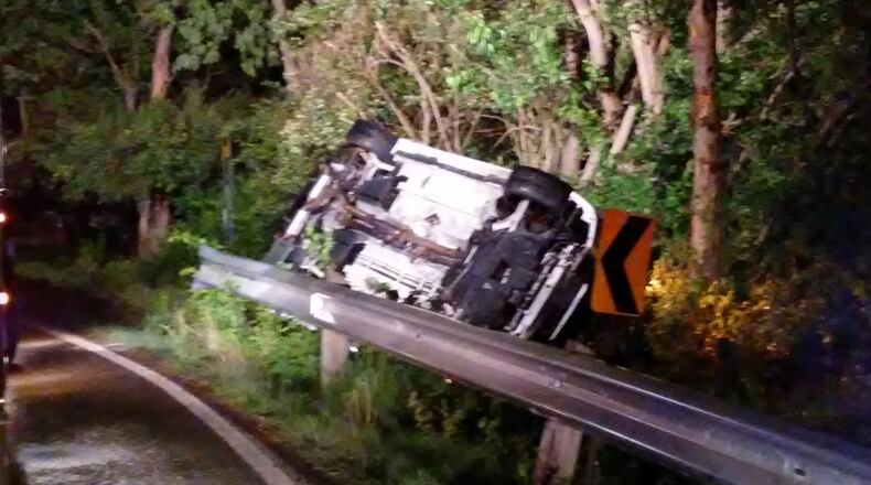 The passenger of a 2011 Mitsubishi Lancer died from injuries he suffered in a crash early May 1 on North Union Road in Franklin, according to the Ohio State Highway Patrol Lebanon Post. The car went off the left side of the road on a right hand curve and struck a guardrail before overturning and striking some trees. DESMOND WINTON-FINKLEA/STAFF