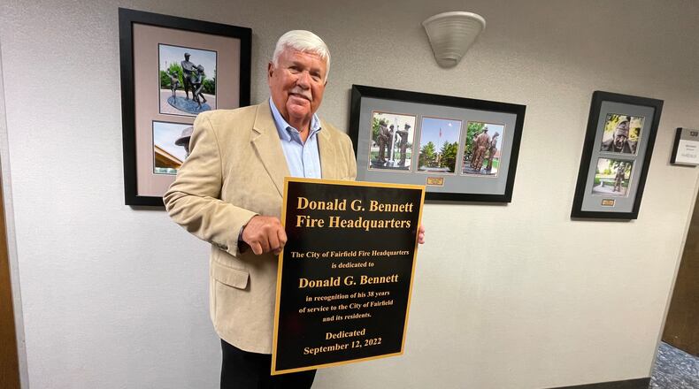 Former Fairfield fire chief Don Bennett was honored on Monday, Sept. 12, 2022, when Fairfield City Council decided to name fire headquarters on Nilles Road in his honor after retiring in August after 38 years in the job. MICHAEL D. PITMAN/STAFF