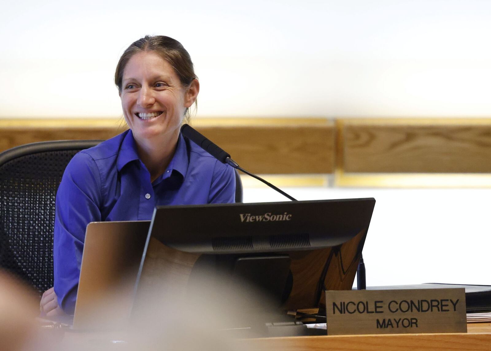 Middletown Mayor Nicole Condrey speaks during the Middletown City Council meeting on Aug. 15, 2023. NICK GRAHAM/STAFF