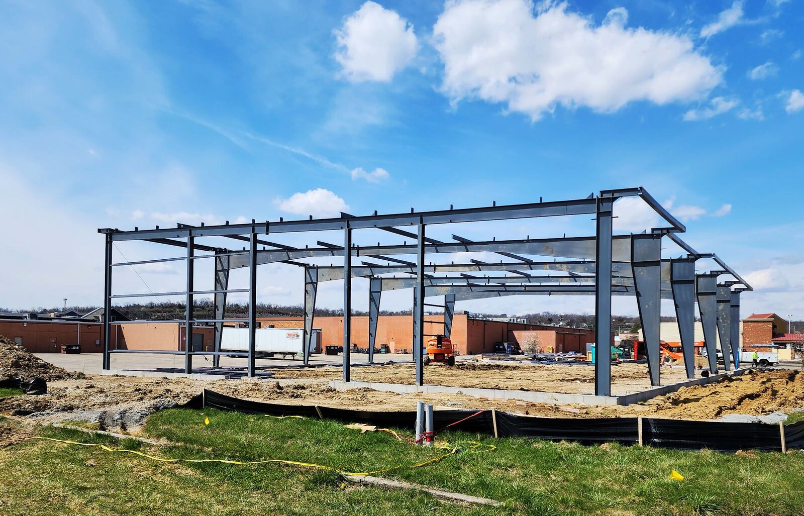 Construction on the new home for Legacy Martial Arts Academy is underway as crews erected the steel frame for the 10,000-square-foot building. Pictured is the work completed at the site at 835 NW Washington Blvd. through March 29, 2023, in Hamilton. NICK GRAHAM/STAFF