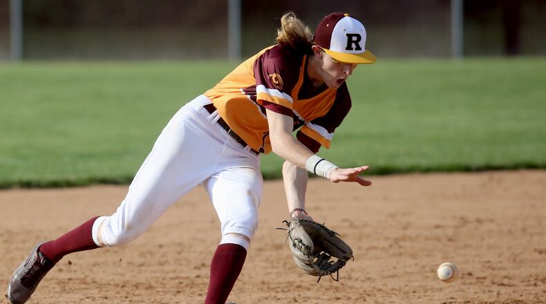 Ross shortstop Tyler Flick fields an Edgewood ground ball during their game at Ross on April 12. CONTRIBUTED PHOTO BY E.L. HUBBARD