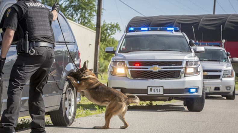 The Warren County Drug Task Force used a K-9 more than 100 times last year to sniff for potential illegal drugs during traffic stops, according to Maj. Steve Arrasmith, commander of the unit. SUBMITTED PHOTO