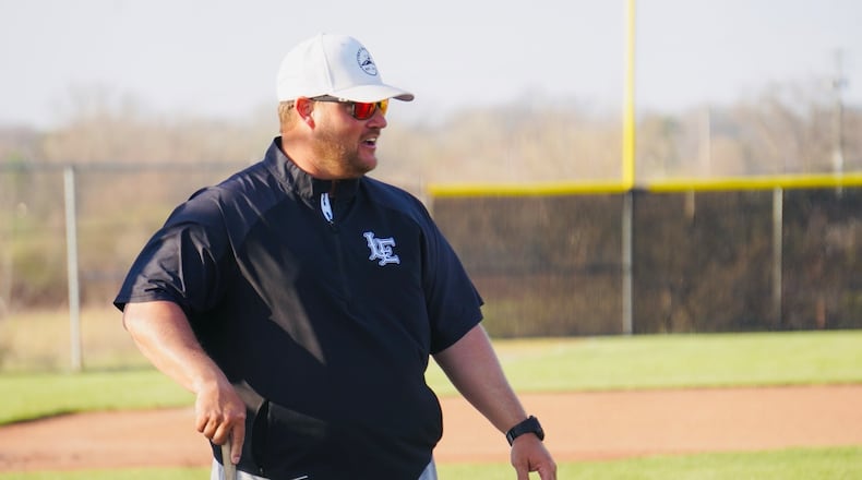 Lakota East baseball coach Drew Maus conducts practice on Thursday. CHRIS VOGT / CONTRIBUTED