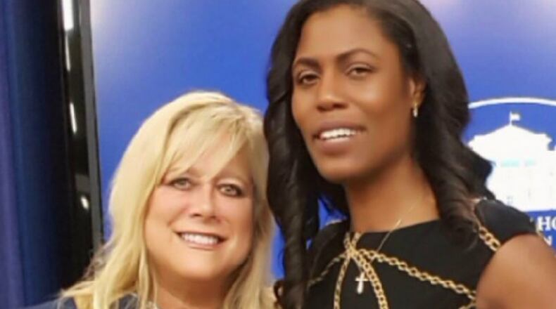 Montgomery County Commissioner Deb Lieberman, left, with White House aide Omarosa Manigault. Lieberman was one of the few Democrats who met with White House officials Tuesday about the opioid crisis and other issues. “They listened,” Lieberman said of the meeting.