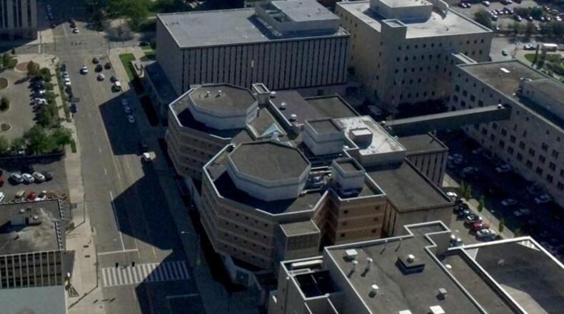 An aerial view of the Montgomery County Jail in Dayton.