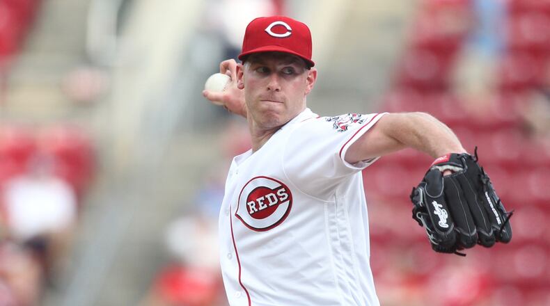 Reds starter Anthony DeSclafani pitches against the Brewers on Thursday, June 28, 2018, at Great American Ball Park in Cincinnati. David Jablonski/Staff