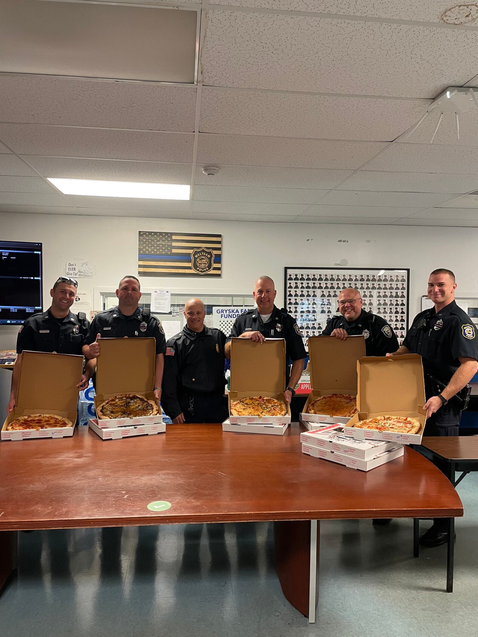 Kyle Schwarber, a Middletown native and first baseman for the Boston Red Sox, paid for 25 pizzas that were delivered Friday to Waltham, Mass. firefighters and police officers. Then they sent pizzas to Middletown firefighters. SUBMITTED PHOTO