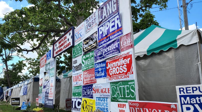 Political signs were seen at the 2022 Butler County Fair. FILE