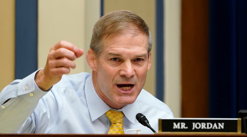 Rep. Jim Jordan, R-Urbana, was one of five GOP picks by House Minority Leader Kevin McCarthy for the Democrat-led Jan. 6 select committee to investigate the deadly attack on the U.S. Capitol. (AP Photo/Susan Walsh, Pool)