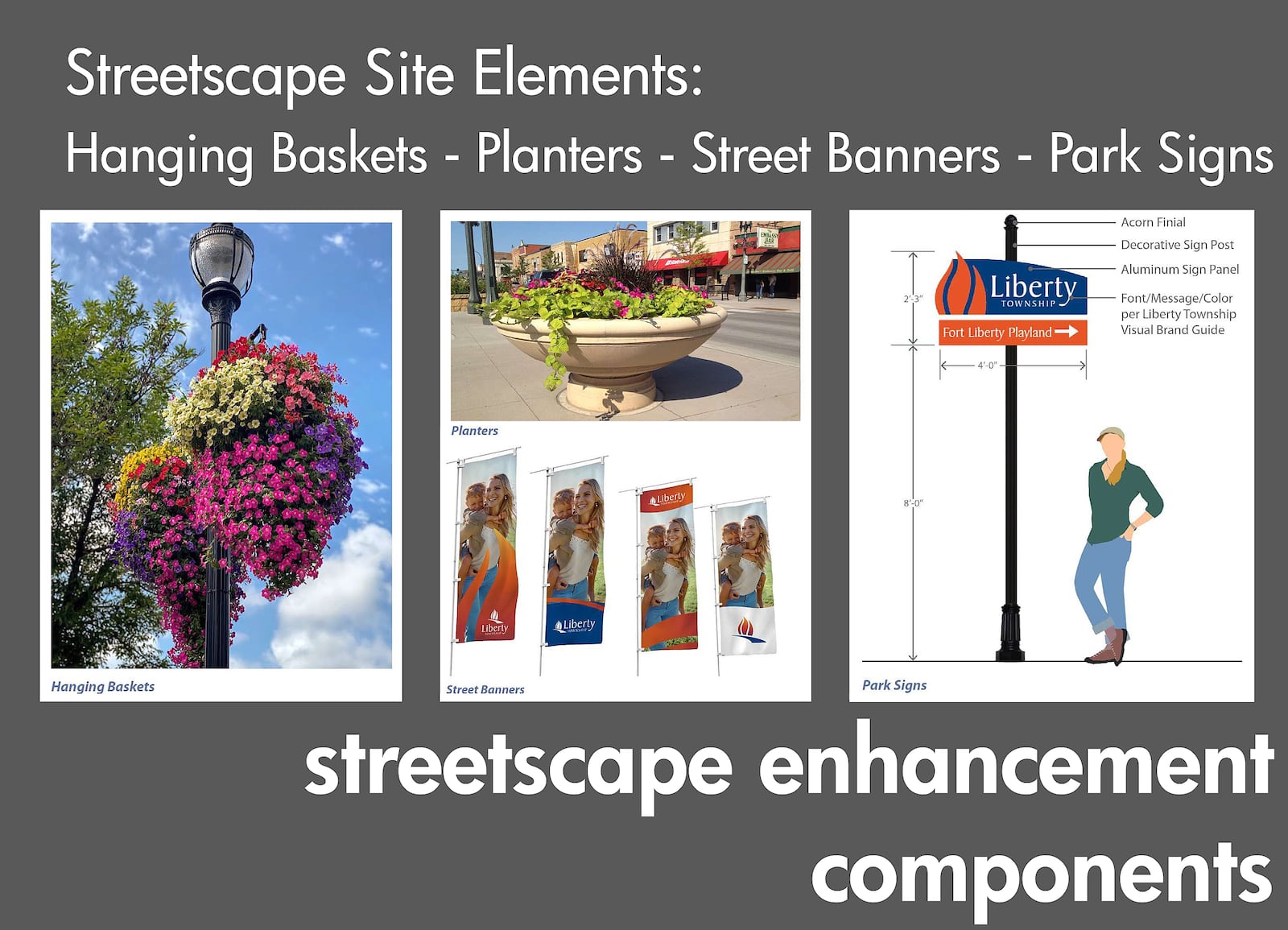 These are some of the design elements included in a streetscape plan prepared for Liberty Twp. by Hitchcock Design Group in conjunction with ChoiceOne Engineering. CONTRIBUTED