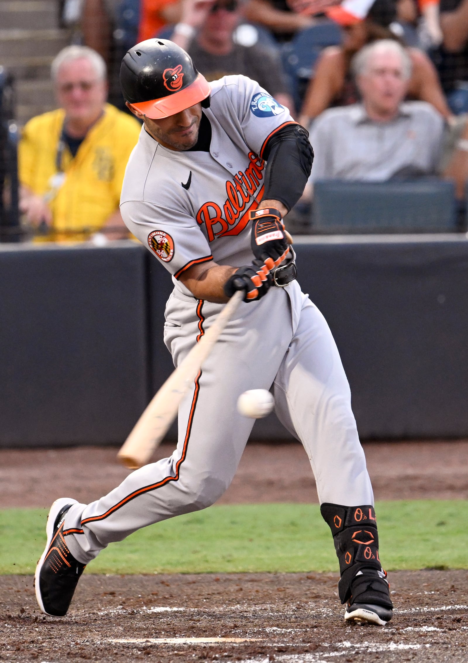Baltimore Orioles' Ramón Laureano hits a three-run home run during the second inning of a baseball game against the Tampa Bay Rays, Wednesday, June 18, 2025, in Tampa, Fla. (AP Photo/Jason Behnken)