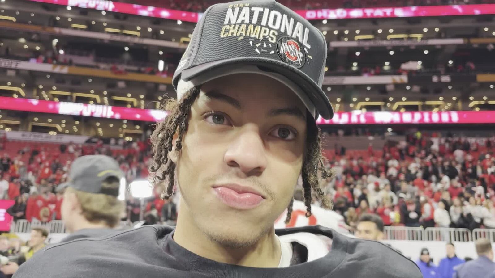 Springfield High grad Aaron Scott Jr. celebrates Ohio State winning national championship in Atlanta, Ga.