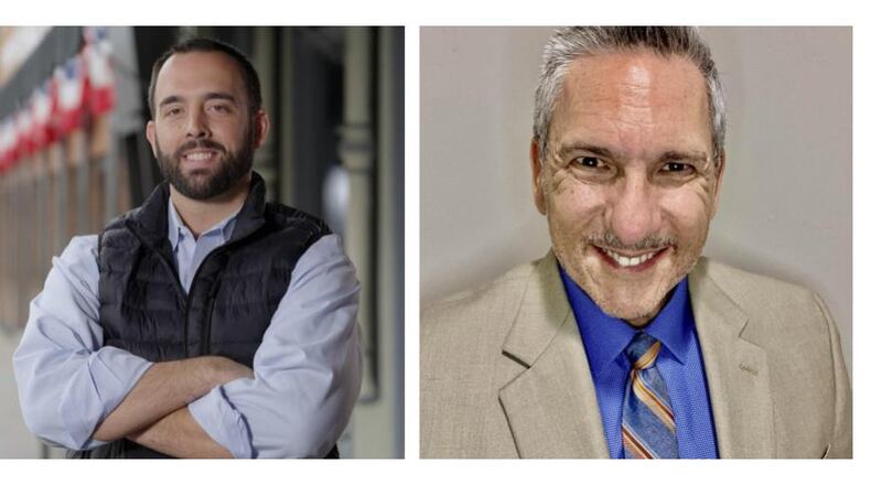 Rep. Adam Mathews, R-Lebanon (left) is facing Democrat Cleveland Canova (right) in a race for Ohio House District 56. Election day is Nov. 5, 2024.