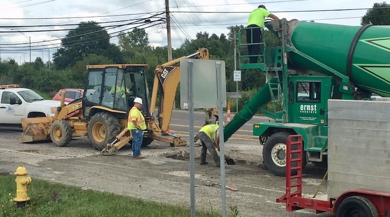 Crews from the Butler County Water Department said a water main break occurred earlier today along Cincinnati Dayton Road just south of the State Route 129 exchange. No one was hurt and the break was soon repaired without surrounding businesses losing any water pressure. MICHAEL D. CLARK/STAFF