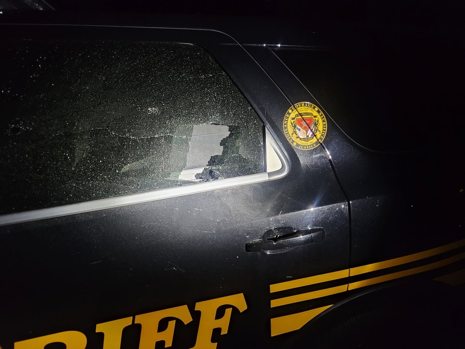 Damage to BCSO vehicle following standoff in 5100 block of Kennedy Camp Road in St. Clair Twp. BUTLER COUNTY SHERIFF'S OFFICE/PROVIDED