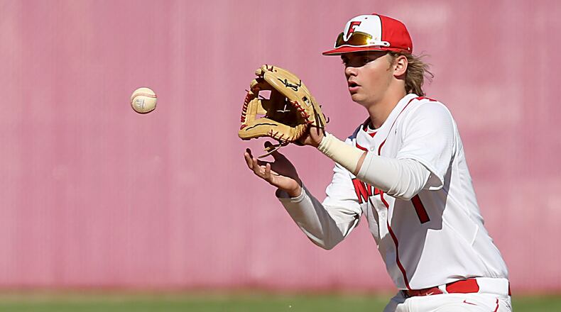 Fairfield shortstop Cameron Tenhundfeld fields a Hamilton ground ball during a game at Joe Nuxhall Field in Fairfield on May 7, 2017. Fairfield won 4-3. CONTRIBUTED PHOTO BY E.L. HUBBARD