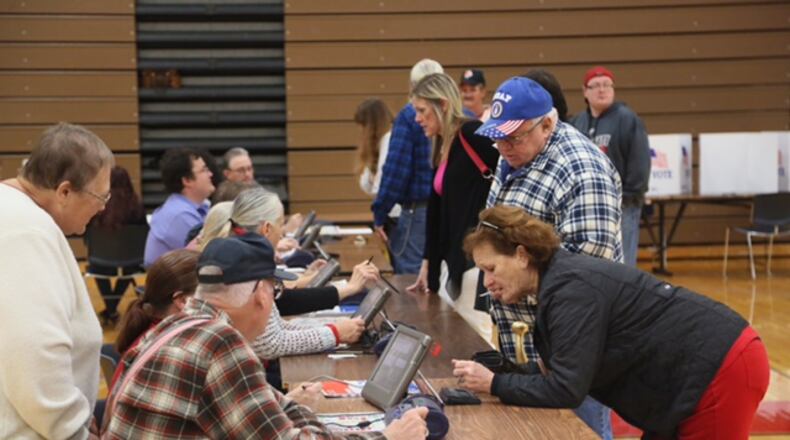 Voters at Garfield Elementary school in Hamilton. GREG LYNCH/STAFF
