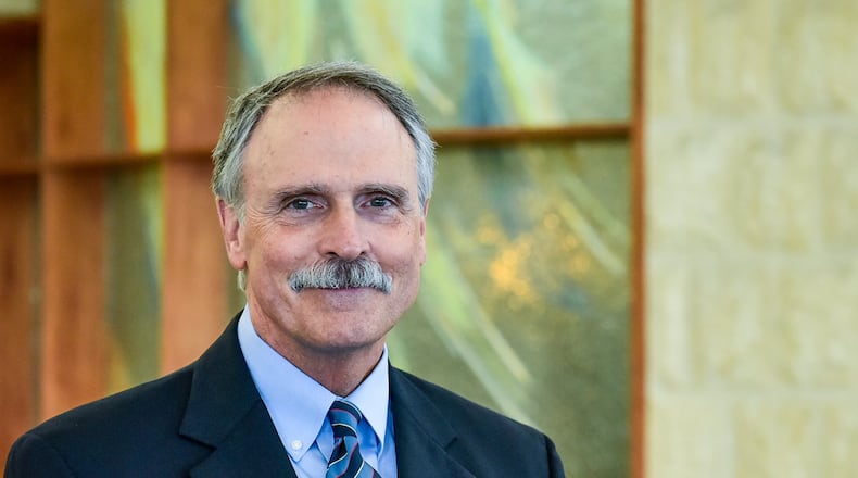 Mercy Hospital-Fairfield Hospital CEO Tom Urban stands in the lobby of the hospital after a ceremony commemorating 40 years of operation Wednesday, Sept. 26, in Fairfield. The hospital opened on Sept. 13, 1978. NICK GRAHAM/STAFF