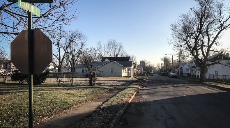 A New Lebanon police officer shot a person during a traffic stop on Franklin street early Thursday, Dec. 10, 2020. STAFF/JIM NOELKER