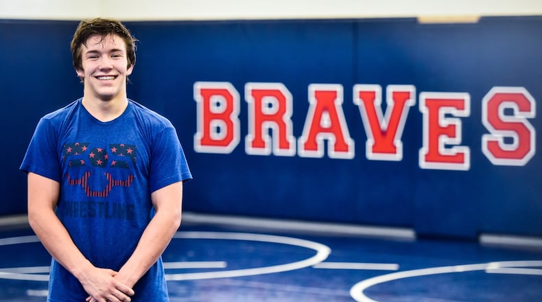 Talawanda High School senior wrestler Sean Mondello is nearing the school’s wins record and has already signed with Miami University as a scholarship diver. NICK GRAHAM/STAFF