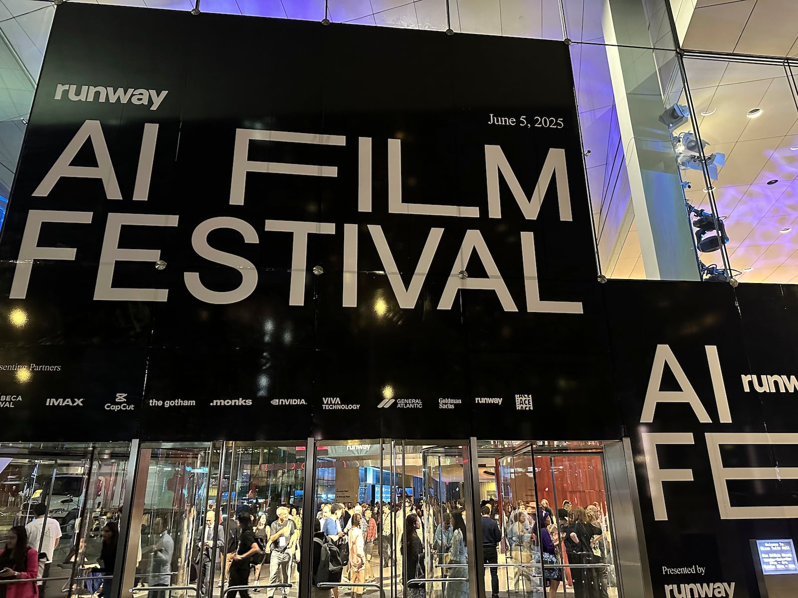 Runway's third-annual AI Film Festival kicks off with a screening at Lincoln Center's Alice Tully Hall in New York on Thursday, June 5, 2025. (AP Photo/Wyatte Grantham-Philips)
