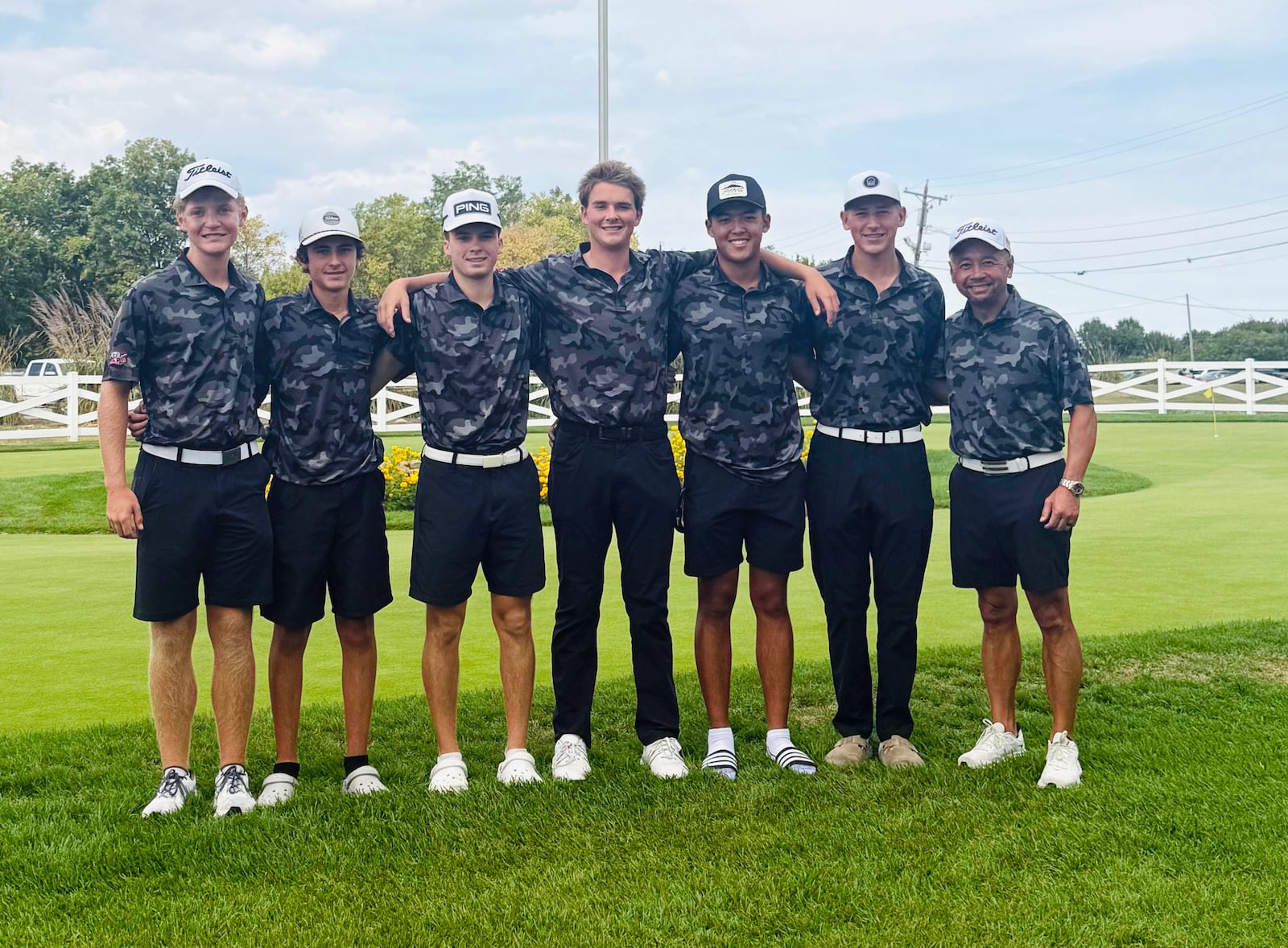 The Lakota West High School golf team won the Division I sectional Tuesday at Glenview Golf Course. The top four golfers shot a combined 299. From left: Ben Miller, Greyson Treherne, Alex Johnston, Griffin Wullenweber, Toku Fujiwara, Matthew Krummen, Coach Steve Nguyen. (not pictured: Max Asbeck). SUBMITTED PHOTO